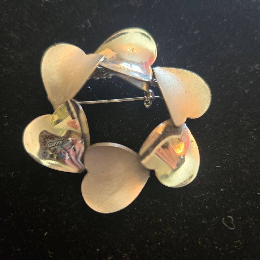 Vintage Silver Wreath made of Hearts Brooch Pin